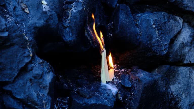 Burning Candles Dedicated in an Altar