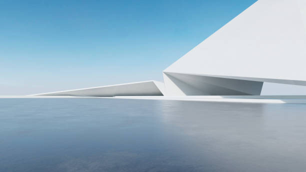 istock 3d render of abstract futuristic architecture with empty concrete floor. Scene for car presentation. 1744126022