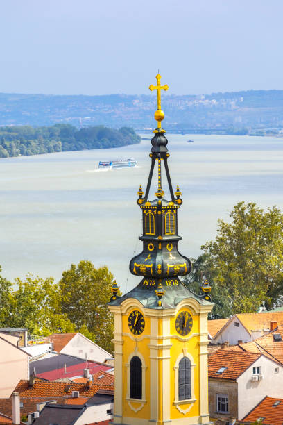 istock Belgrade, Serbia panoramic view with church, Zemun 1744164199