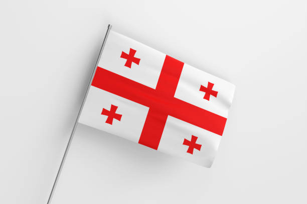 3d illustration flag of Georgia. Georgia flag waving isolated on white background with clipping path. flag frame with empty space for your text.