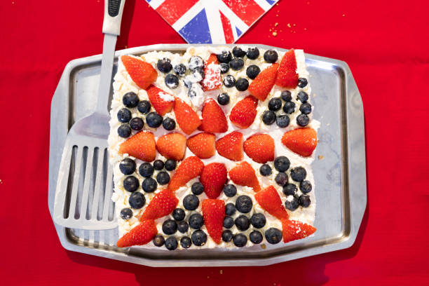 istock Union Flag Cheese Cake for classic British celebration 1744177347