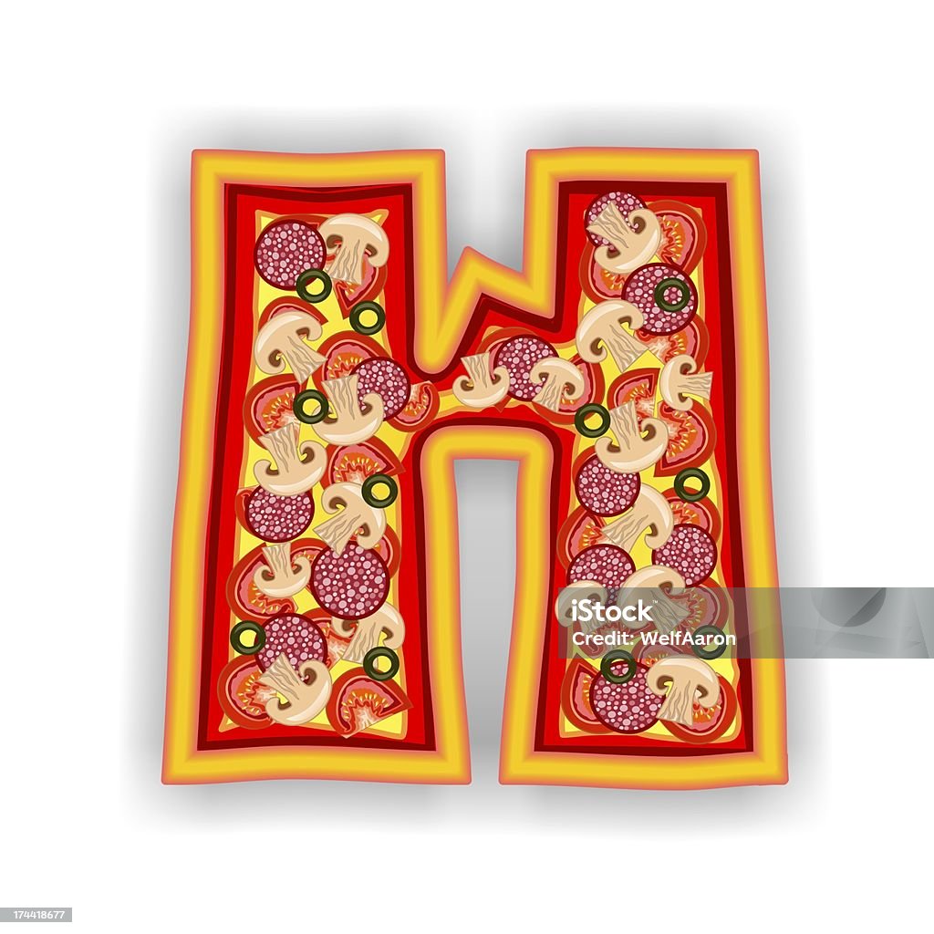 PIZZA-Buchstabe H des Alphabets - Lizenzfrei Alphabet Stock-Foto