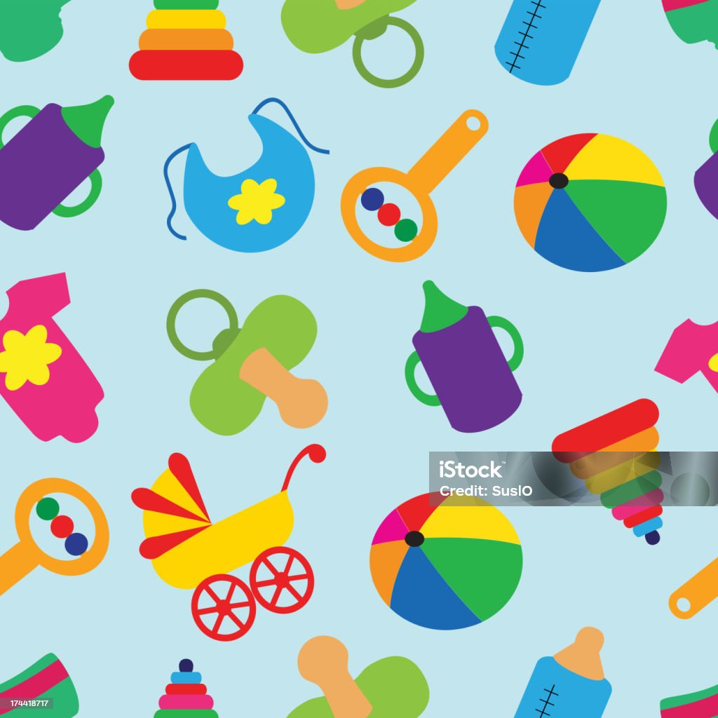 seamless pattern with children's accessories Bright seamless pattern with children's accessories and toys Baby - Human Age stock vector