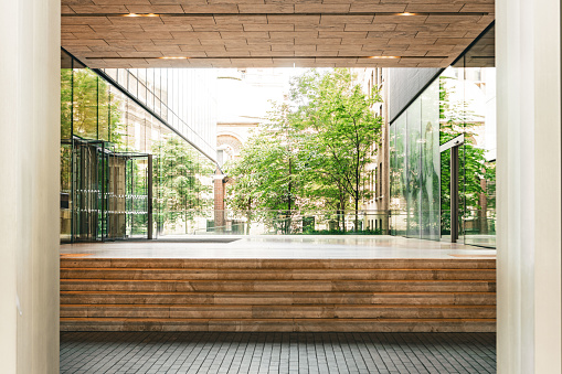 Modern ecologically friendly office entrance in London