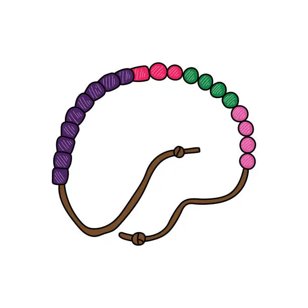 Vector illustration of Kids drawing Cartoon Vector illustration beads bracelet Isolated on White Background