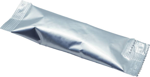 istock Blank long aluminium silver full individual sachet 1744204872
