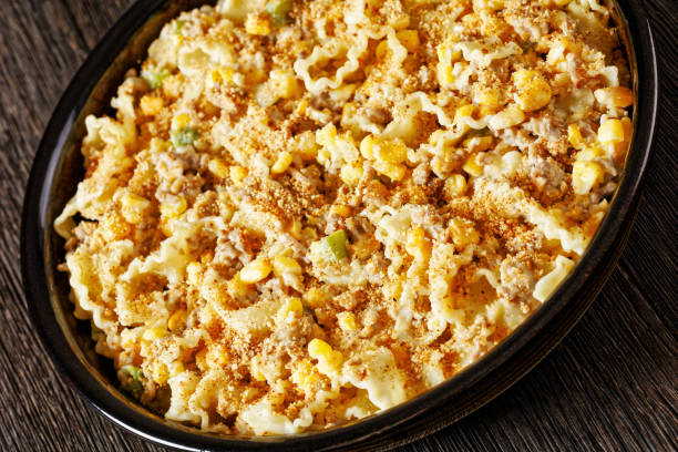 istock Creamy Corn Casserole with Sausage in baking dish 1744213719