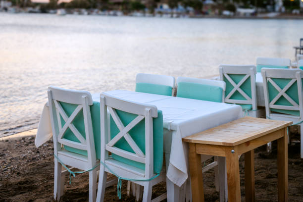 istock Aegean sea side fish restaurant concept and empty table 1744217043