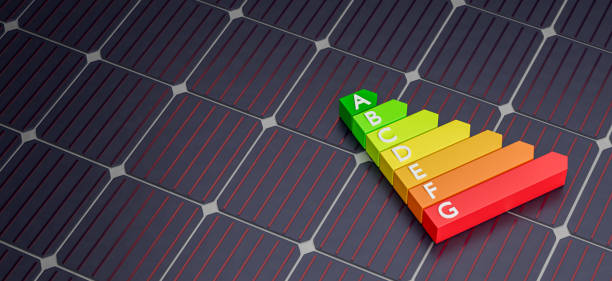 istock Energy efficiency of solar panels. 3d render. Copy space for text 1744220938