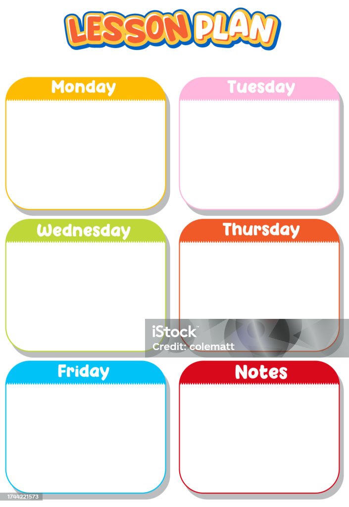 Lesson Note Sample Printable Simple Lesson Plan Note Template Stock Illustration ...
