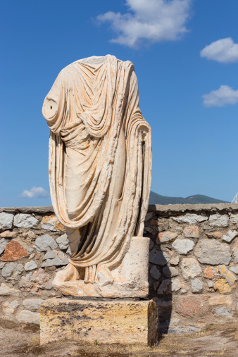 A Roman era statue in Eleusis archaeological site, Attica, Greece.