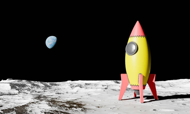istock Rocket on the moon with the earth in the background. NASA elements 1744243860