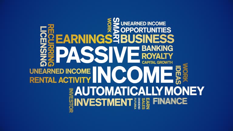 Passive income animated word cloud,animation kinetic typography seamless loop.