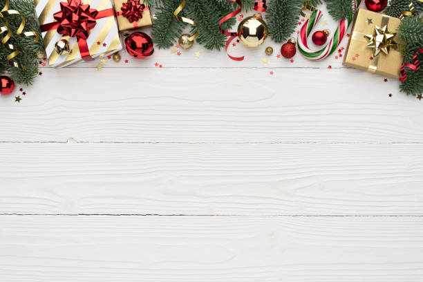 istock White Christmas Background with Border Decoration 1744255652