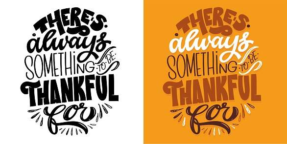 Lettering postcard about thanksgiving, blessing, grateful, thankful, pumpkin pie. Happy thanksgiving day.