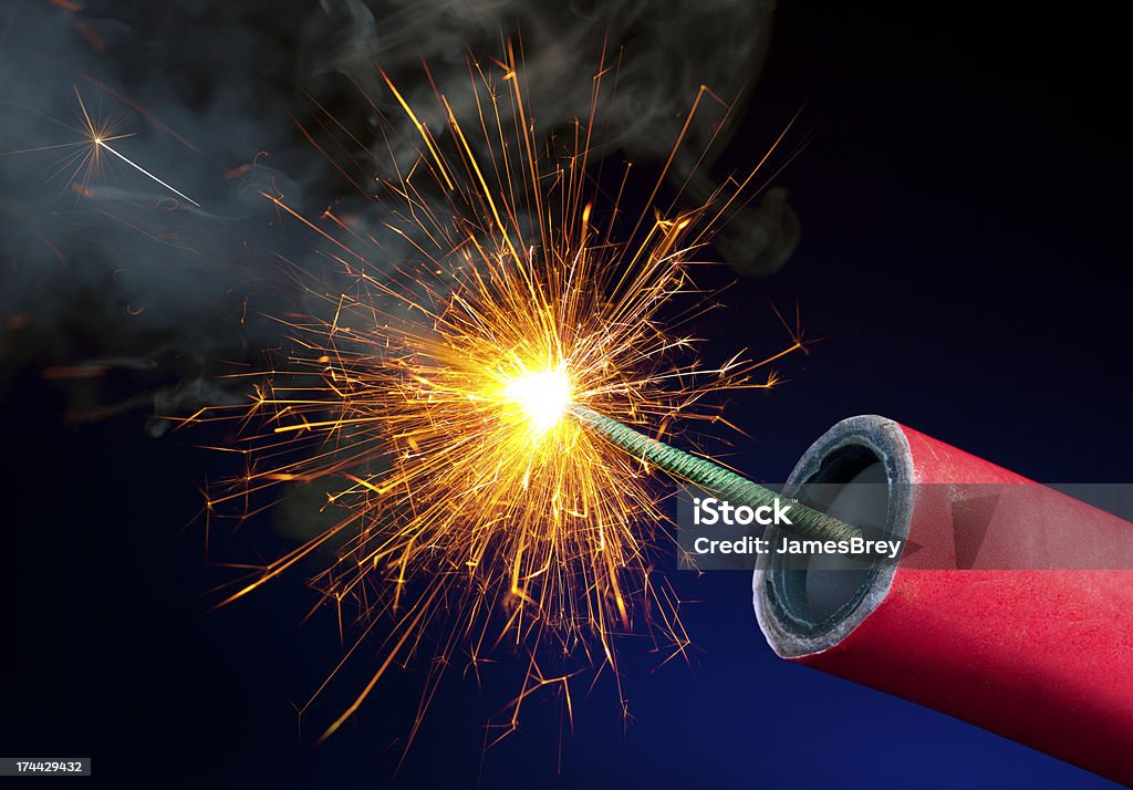 Fireworks or Explosives With Sparkling Lit Fuse Firework - Explosive Material Stock Photo