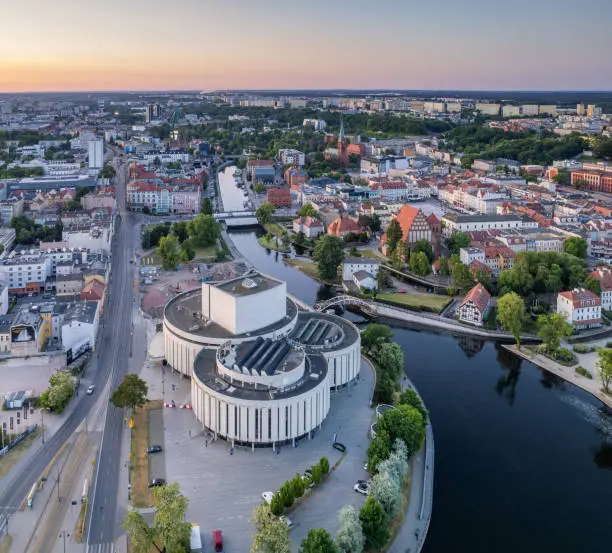 Aerial view of the Bydgoszcz city center