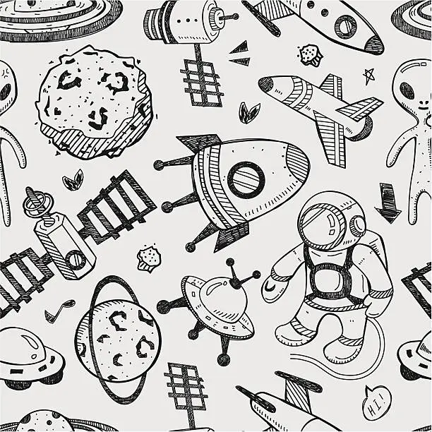 Vector illustration of seamless space pattern