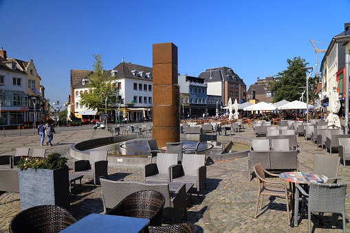 People visit Alter Markt (Old Town Square) Moenchengladbach, a major city in North Rhine-Westphalia region of Germany.