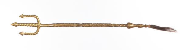 istock Golden Trident of Neptune isolated on white background 1744313286