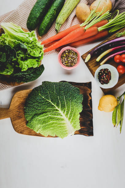 istock Still life with fresh vegetables, top view. 1744327849