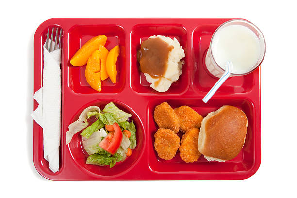 istock School lunch tray with food on white backgrounf 174435594