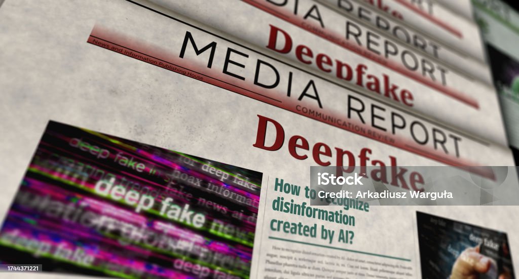 Deepfake Ai Disinformation Fake News Newspaper Printing Media Stock Deepfake Ai Disinformation Fake News Newspaper Printing Media Stock