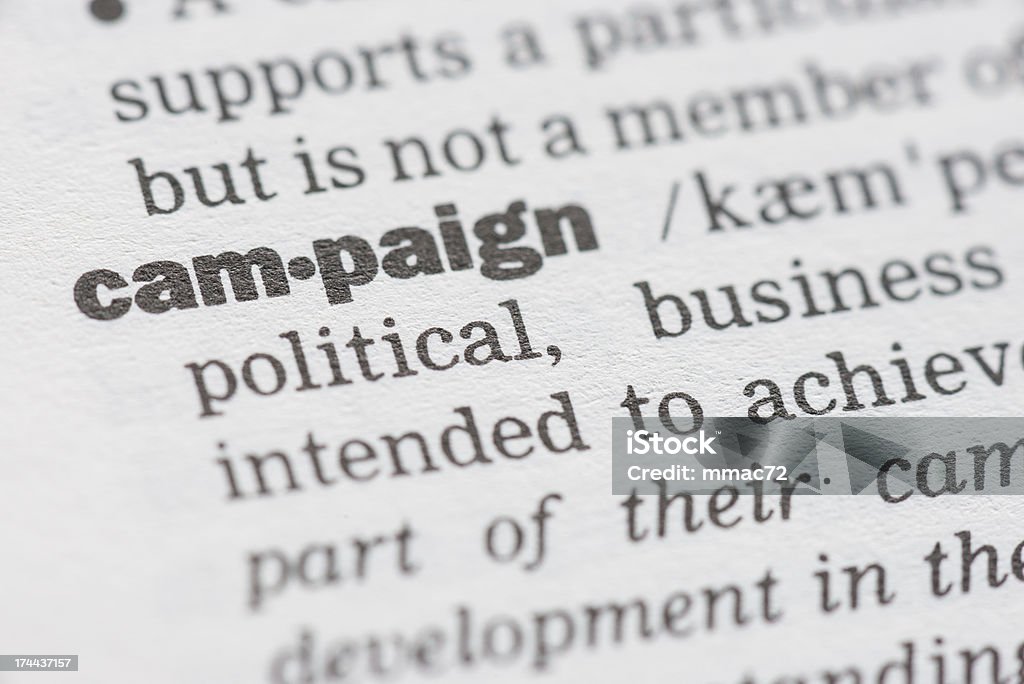 Campaign Campaign, one  important words in the modern democracy. Dictionary Stock Photo