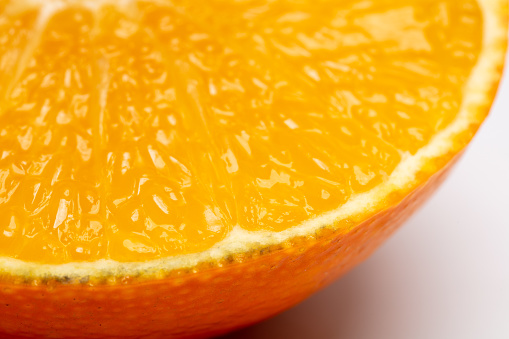 Collection of fresh Orange with splashing juice on white background. Selective focus