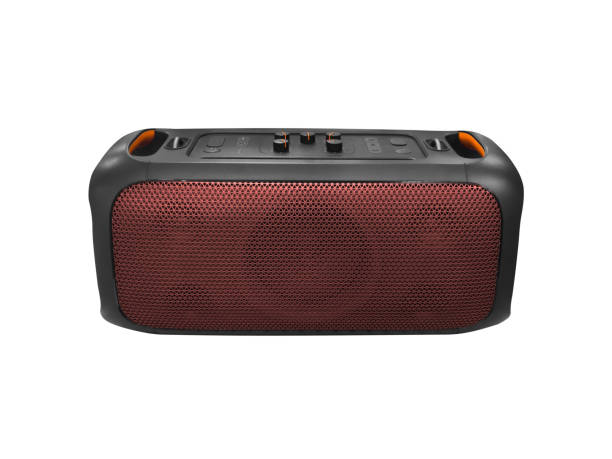 istock Portable wireless bluetooth speaker isolated on white background. Digital wireless sound speaker isolated. Big portable bluetooth loudspeaker. 1744372006