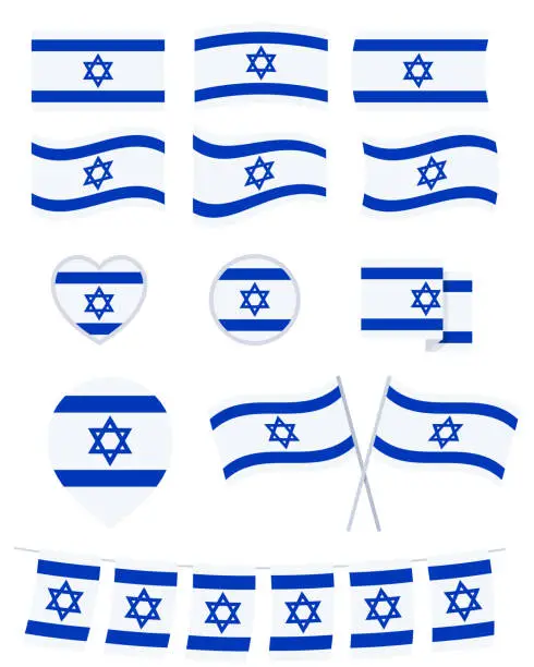 Vector illustration of Israel Flag Icon Set.