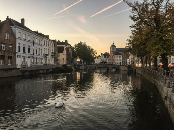 istock Old buildings at sunrise in Bruges, Belgium 1744388832