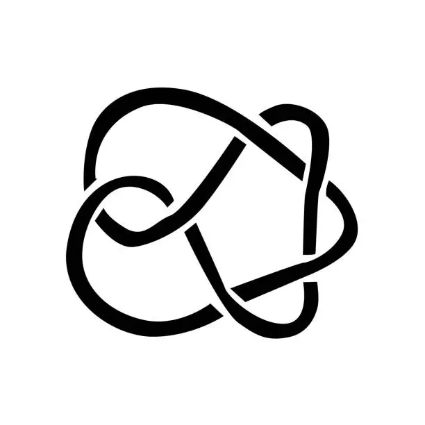 Vector illustration of black knot. A black and white image of an infinity symbol conveys its simplicity, elegance, and eternal continuity. The high contrast captures its fluid, interlocking pattern