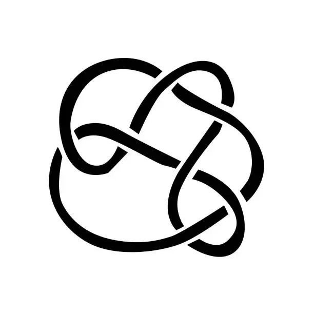 Vector illustration of An abstract  black knot. A black and white image of an infinity symbol conveys its simplicity, elegance, and eternal continuity. The high contrast captures its fluid, interlocking pattern