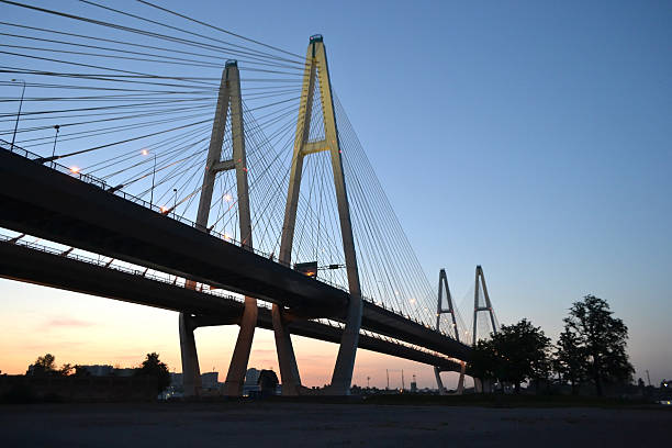 istock Cable-braced bridge across the river Neva 174441089