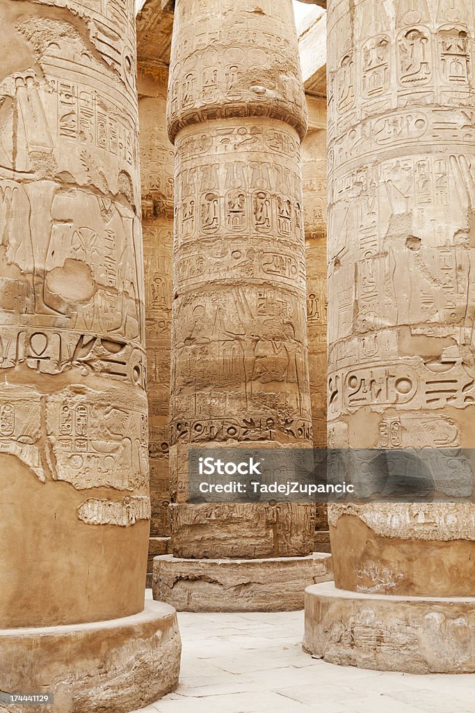 Pilares no Templo de Karnak - Royalty-free Antigo Foto de stock