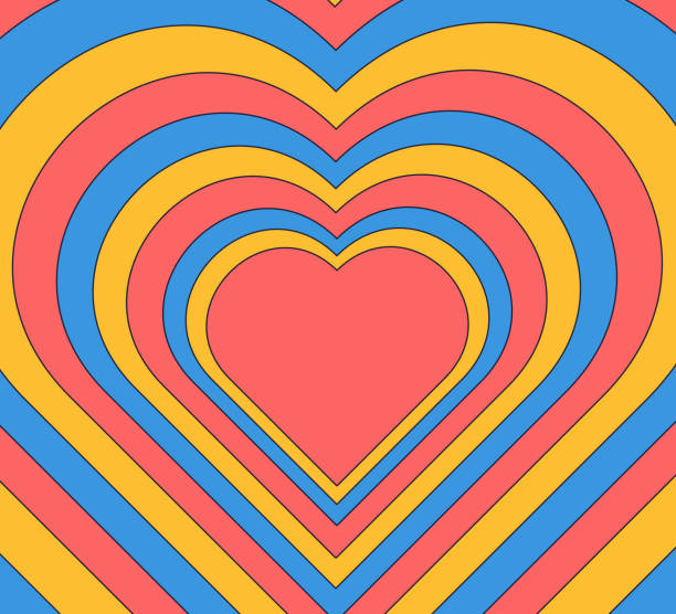 istock Wonderful cute backgrounds. Love concept. Happy Valentine's Day card. Cool pattern and texture in a trendy retro 60s 70s cartoon style.Y2k style 1744416673