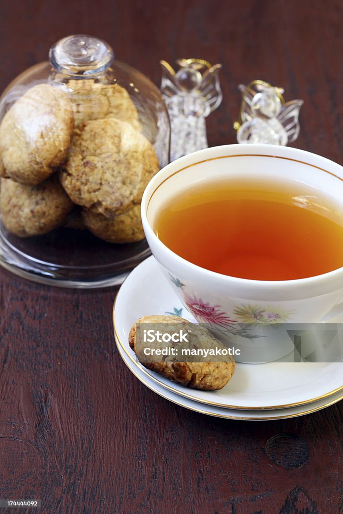 Date cookies Date cookies and cup of tea Baked Stock Photo