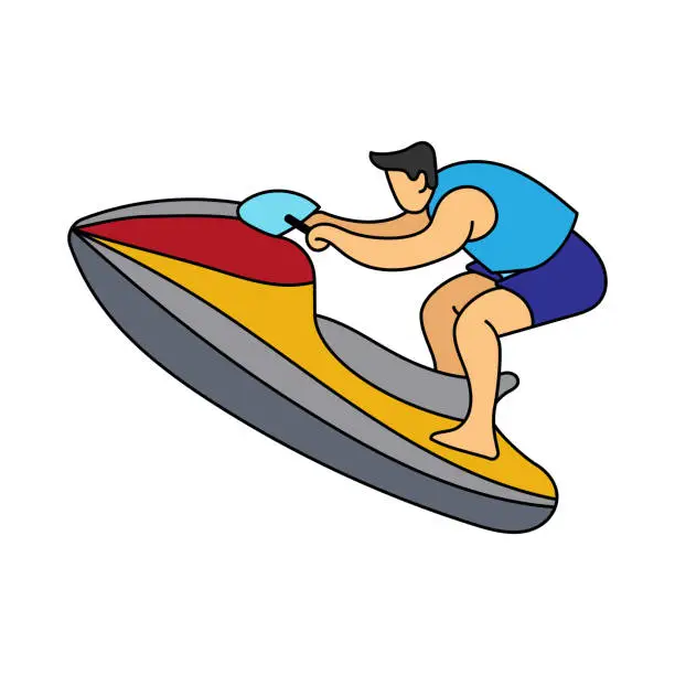 Vector illustration of Jet ski illustration in motion.