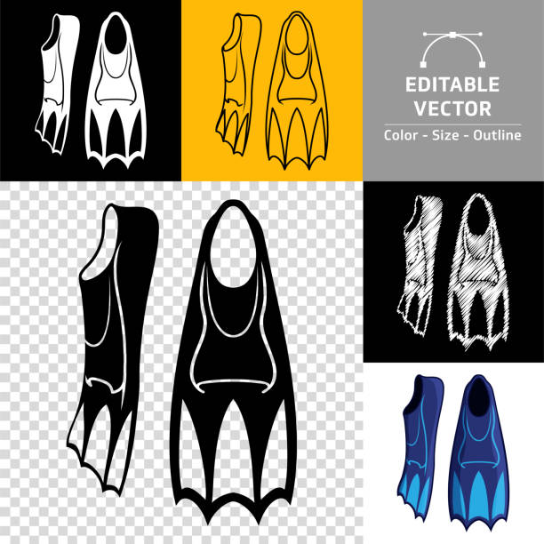 Swimming fin icon. Vector illustration in HD very easy to make edits. diving flippers stock illustrations