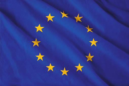 European Union flag on wavy fabric