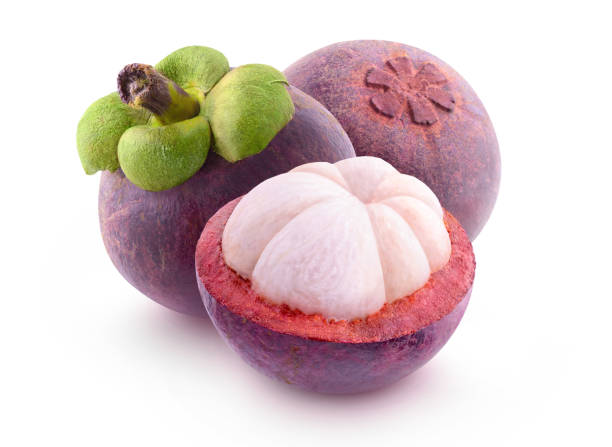 istock Cut mangosteen fruits isolated on white background 1744463855