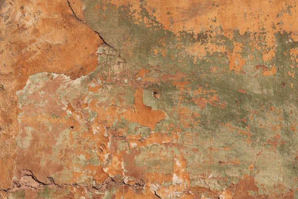 Yellow and green old wall background stock photo