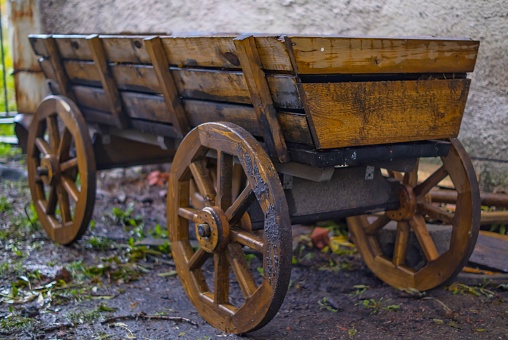 Old wooden cart on the street