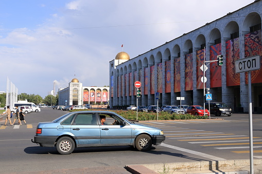August 18 2023 - Bishkek in Kyrgyzstan, Central Asia: People enjoy their every day life in the capital
