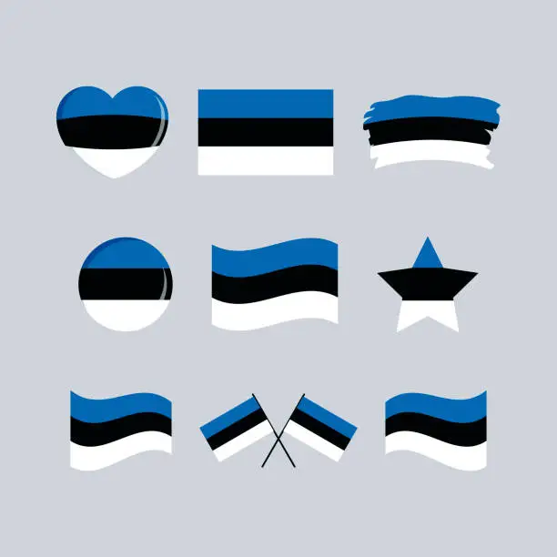 Vector illustration of Estonia flag icon set vector isolated on a gray background