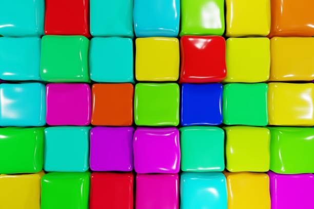 istock Abstract background with soft colored cubes. Jelly colorful cubes background 3d render. Colorful elastic boxes pattern 1744497217