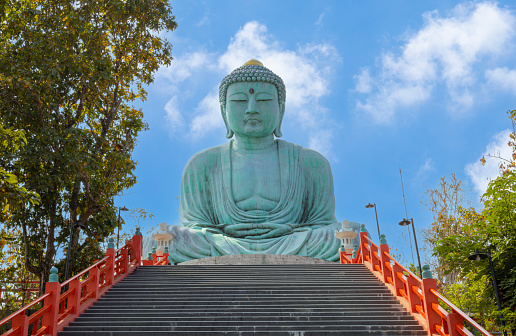 The Great Buddha (Daibutsu) bronze statue of the Wat Doi Phra Chan-in Buddhist temple, Japanese temple