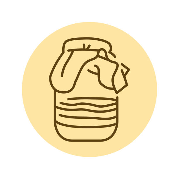 Kombucha homemade tea in jar color line icon. Kombucha homemade tea in jar color line icon. Japanese fermented product. kombucha jar stock illustrations