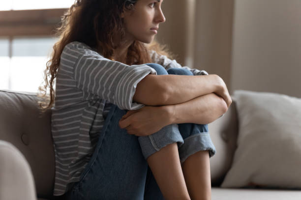 istock Pensive young woman look in distance thinking 1744506703